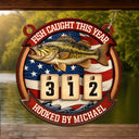Independence Day,Fishing,Summer,Gift For Men,Gift For Yourself,Proud,Icon - Stars & Stripes Fish Caught This Year - Personalized Hanging Tracker Sign