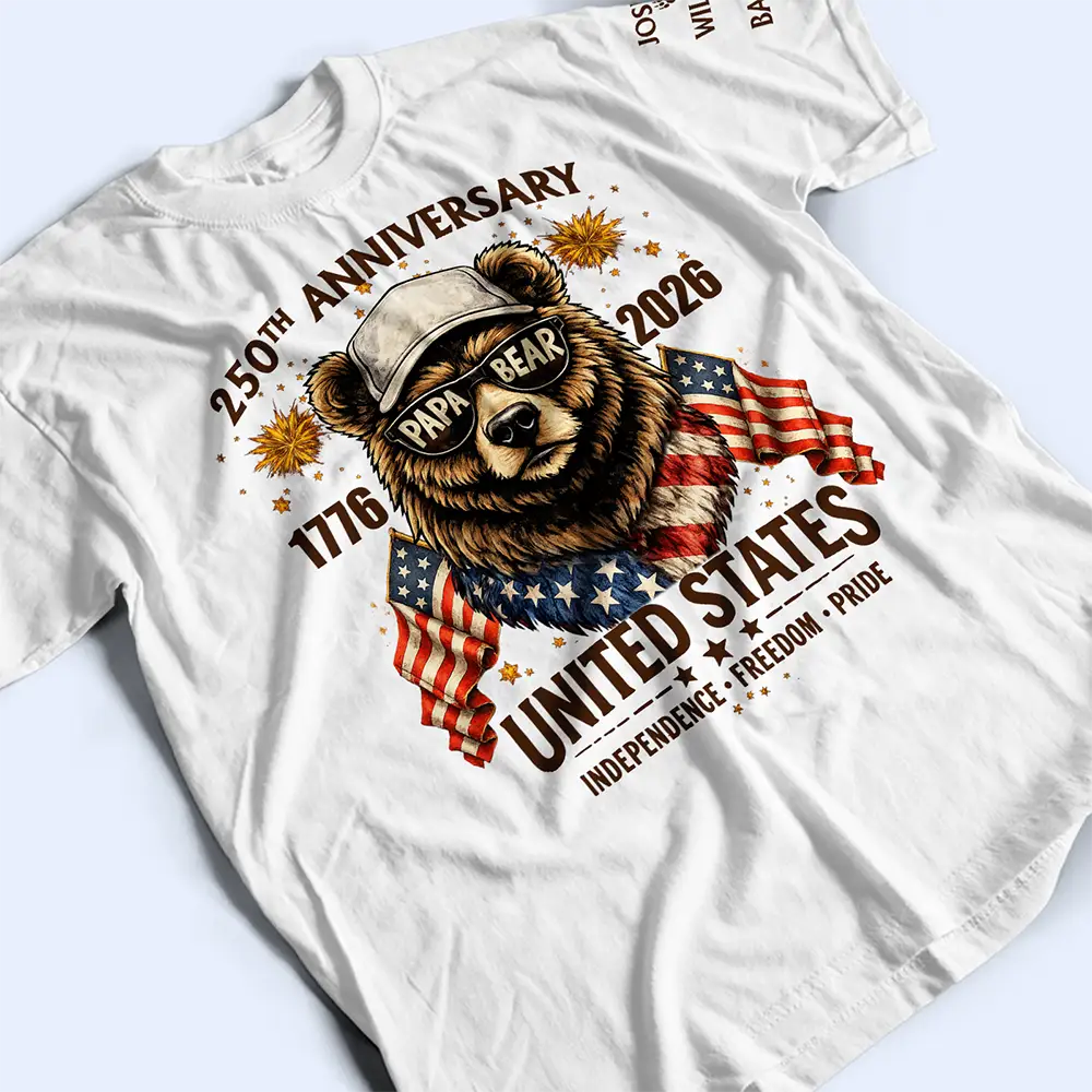 Gift For Grandpa,Grandpa - Grandkids,Happy,Independence Day - Stars & Stripes Grandpa Bear - Personalized T Shirt