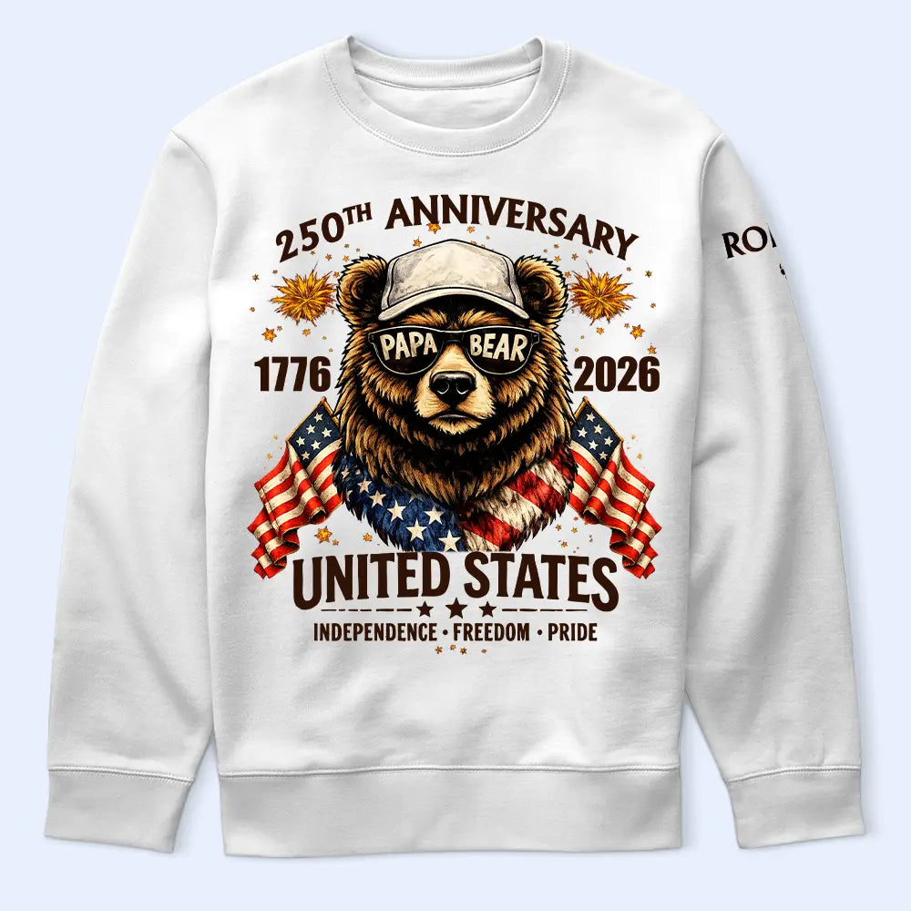 Gift For Grandpa,Grandpa - Grandkids,Happy,Independence Day - Stars & Stripes Grandpa Bear - Personalized T Shirt