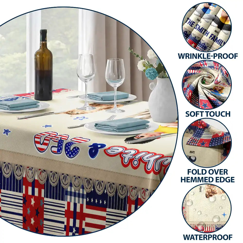 Independence Day,America 250th,Family,Happy,Gift For Yourself,Gift For Father,Gift For Mother - Stars & Stripes Red White And 250 - Personalized Tablecloth