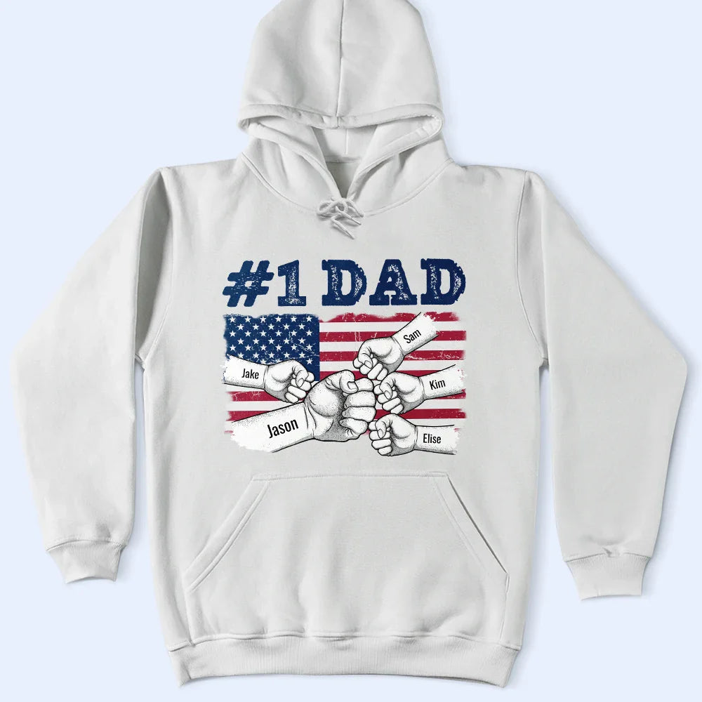 Gift For Father, Happy, Gift For Grandpa - Stars & Stripes #1 Dad - Personalized T Shirt