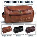 Gift For Husband, Gift For Yourself, Gift For Men, Gift For Grandpa, Gift For Father, Summer, Happy - Stick Figure Best Dad Ever - Personalized Leather Toiletry Bag