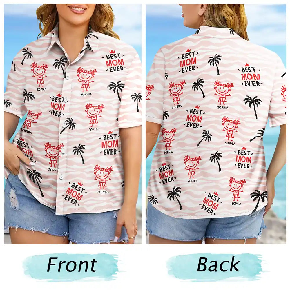 Gift For Husband,Gift For Yourself,Gift For Men,Gift For Grandpa,Grandpa - Grandkids,Gift For Father,Dad - Children,Summer,Happy - Stick Figures Best Dad Grandpa Ever - Personalized Hawaiian Shirt