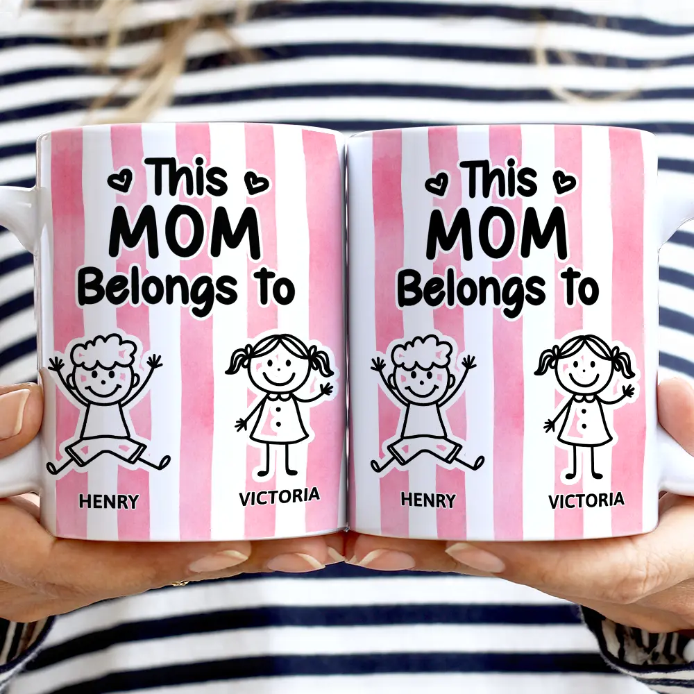Gift For Women,Gift For Men,Gift For Grandpa,Gift For Grandma,Funny - Striped This Belongs To - Personalized White Edge-to-Edge Mug