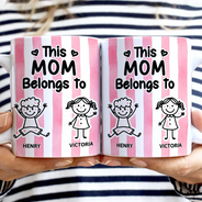 Gift For Women,Gift For Men,Gift For Grandpa,Gift For Grandma,Funny - Striped This Belongs To - Personalized White Edge-to-Edge Mug