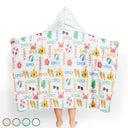 Gift For Kids, Beach, Happy - Summer Beach Vacation Holiday Vibe Cute Icon Custom Name - Personalized Hooded Beach Towel