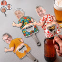 Humorous,Gift For Men,Custom Photo,Gift For Yourself,Cut-Face Photo - Custom Photo Summer Man Funny Face Cut - Personalized Custom Shaped Bottle Opener
