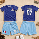 Gift For Kids, Summer, Football (Soccer), Proud, Summer Soccer Games, Icon, Custom Text - Summer Soccer Games Supportive Country Flags - Personalized Kids Clothing Set