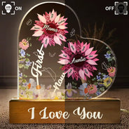 Gift For Mother, Gift For Grandma, Love - Sunflower First Mom Now Grandma - Personalized Custom Shaped LED Light