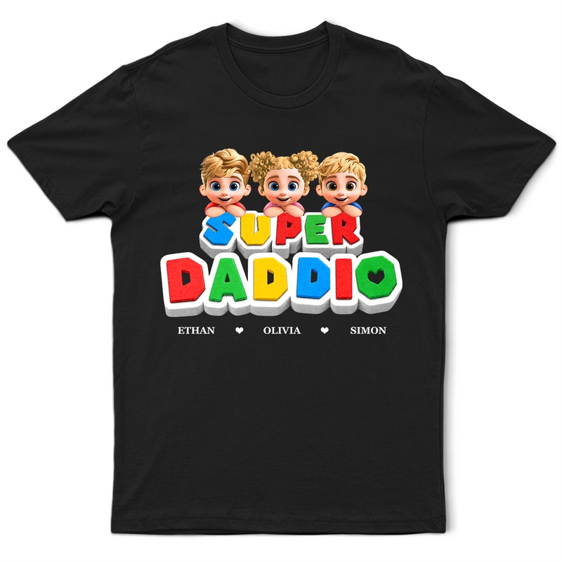 Gift For Father,Gift For Grandpa,Gaming,Top Market,Non-Eng,Vector,Confident - Super Dad Papa Arcade Retro 3D Effect - Personalized T Shirt