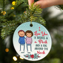 The Ones We Live With Laugh And Love - Christmas Gift For Family - Personalized Custom Circle Ceramic Ornament