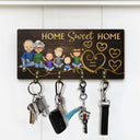 Husband & Wife Home Sweet Home Parents With Kids - Home Decor Gift For Married Couples - Personalized Custom Wood Key Holder