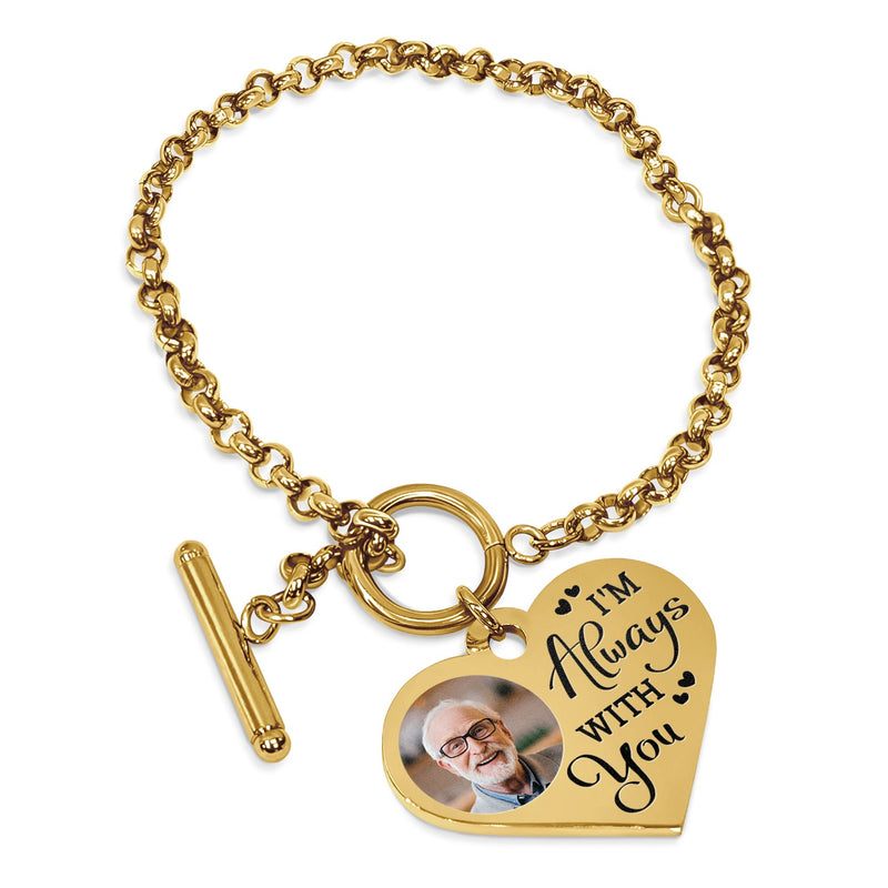 Custom Photo I'm Always With You - Memorial Gift For Family, Siblings, Friends, Dog Lovers, Cat Lovers - Personalized Heart Bracelet