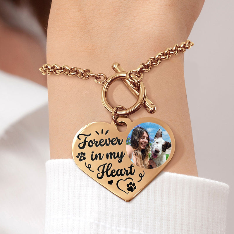 Custom Photo Best Dog Mom Ever - Gift For Dog Lovers, Cat Lovers - Personalized Heart Bracelet