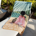 And She Lived Happily Ever After Loves Dogs Cats - Personalized Beach Towel