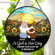 A Bond That Can't Be Broken Dog - Personalized Stained Glass Window Hanging Suncatcher