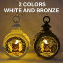 Pet Lovers, Memorial - Custom Photo Lovely Dog Cat Face Wreath Pet Memorial - Personalized Candlelight Lantern Ornament