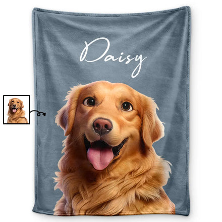 Custom Photo Cartoon Portrait Dog Cat - Personalized Fleece Blanket, Sherpa Blanket