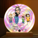 Gift For Grandma,Gift For Mother - Turban Grandma Decorative Vinyl Record With Grandkids - Personalized 3D Led Light Wooden Base