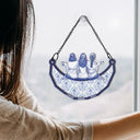 Gift For Bestie,Love - Toile Art Bestie Sitting On The Moon - Personalized Window Hanging Suncatcher Ornament