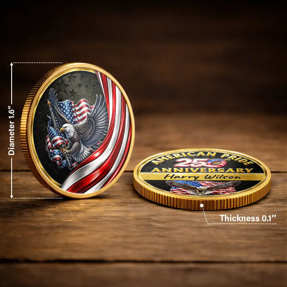 America 250th,Independence Day - America 250th Anniversary US Pride Patriotic Eagle - Personalized Commemorative Keepsake Coin