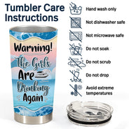 Pontoon Bestie Warning The Girls Are Drinking Blue - Personalized Custom Tumbler