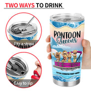 Pontoon Bestie Warning The Girls Are Drinking Blue - Personalized Custom Tumbler