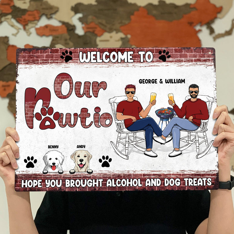Welcome To Our Pawtio - Patio Decor For Dog Mom Dog Dad - Personalized Custom Classic Metal Signs