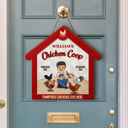Pampered Chickens Live Here - Chicken Coop Decoration - Personalized Custom Shaped Wood Sign