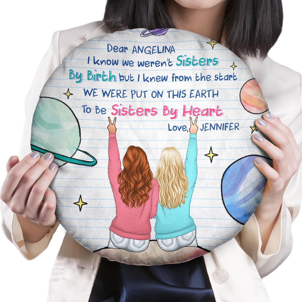 We Weren't Sisters By Birth - Gift For Bestie - Personalized Round Pillow