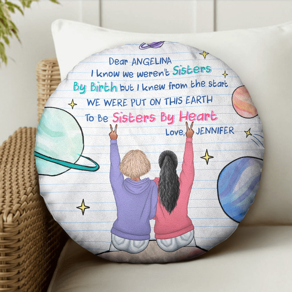 We Weren't Sisters By Birth - Gift For Bestie - Personalized Round Pillow