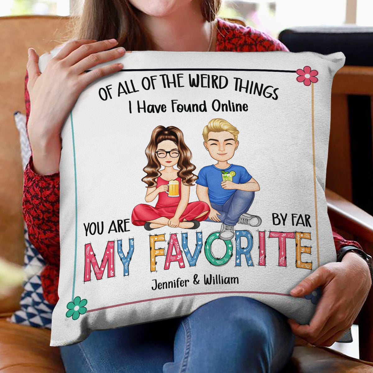 Couple Cartoon You Are My Favourite - Gift For Couples - Personalized Pillow