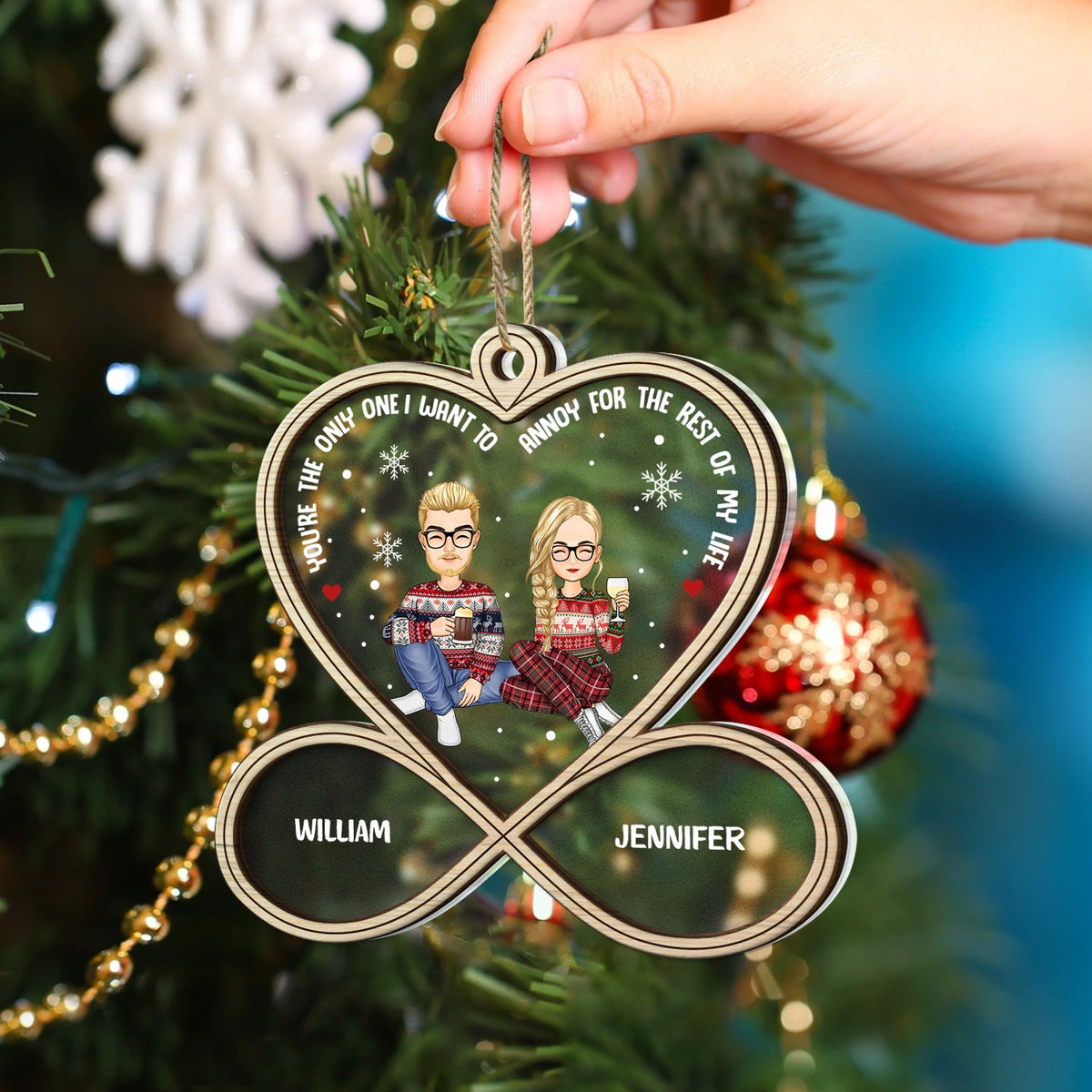 Christmas Couple You're The Only One - Gift For Couples - Personalized 2-Layered Mix Ornament