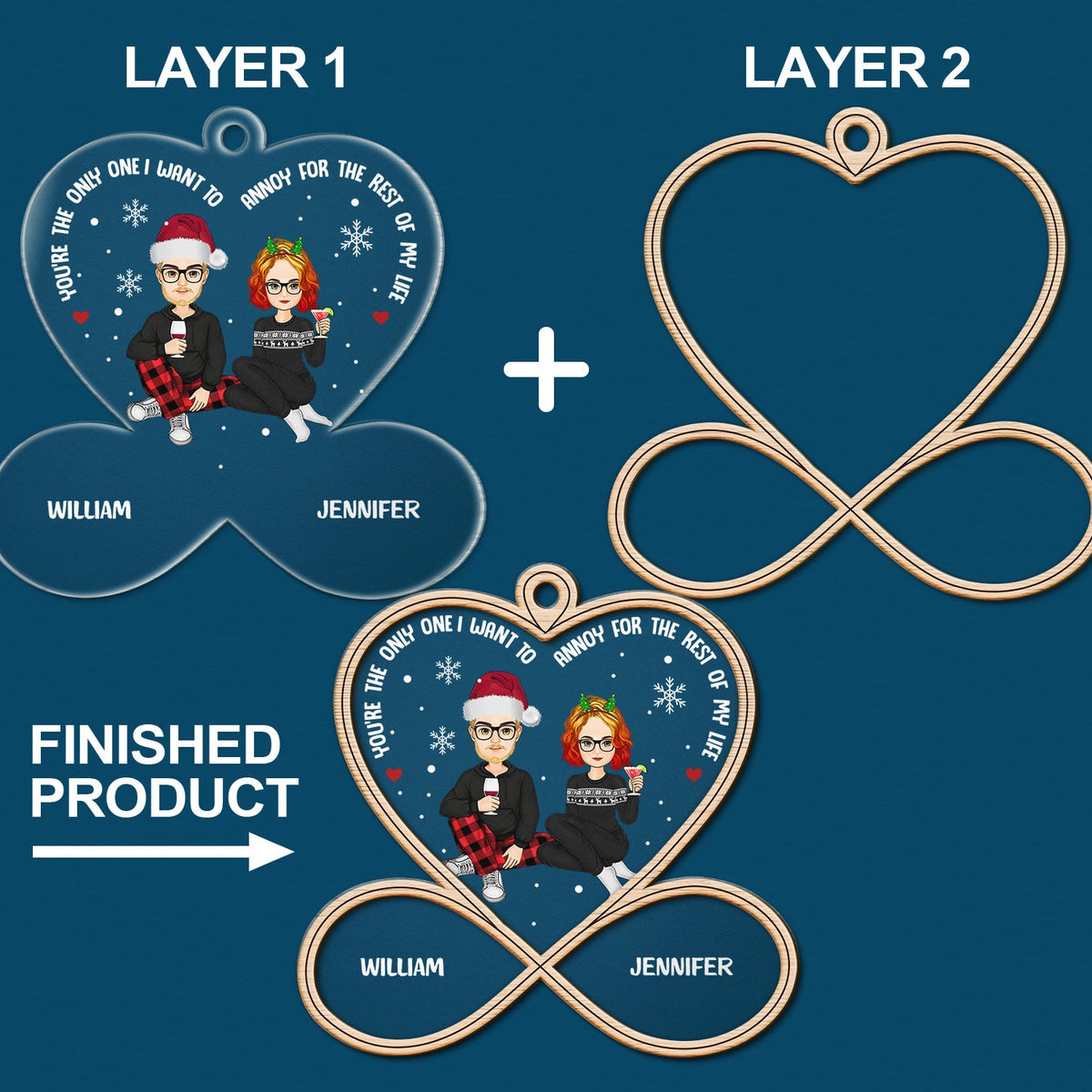 Christmas Couple You're The Only One - Gift For Couples - Personalized 2-Layered Mix Ornament