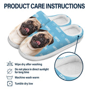 Custom Photo Pet Name - Gift For Pet Lovers - Personalized Fluffy Slippers