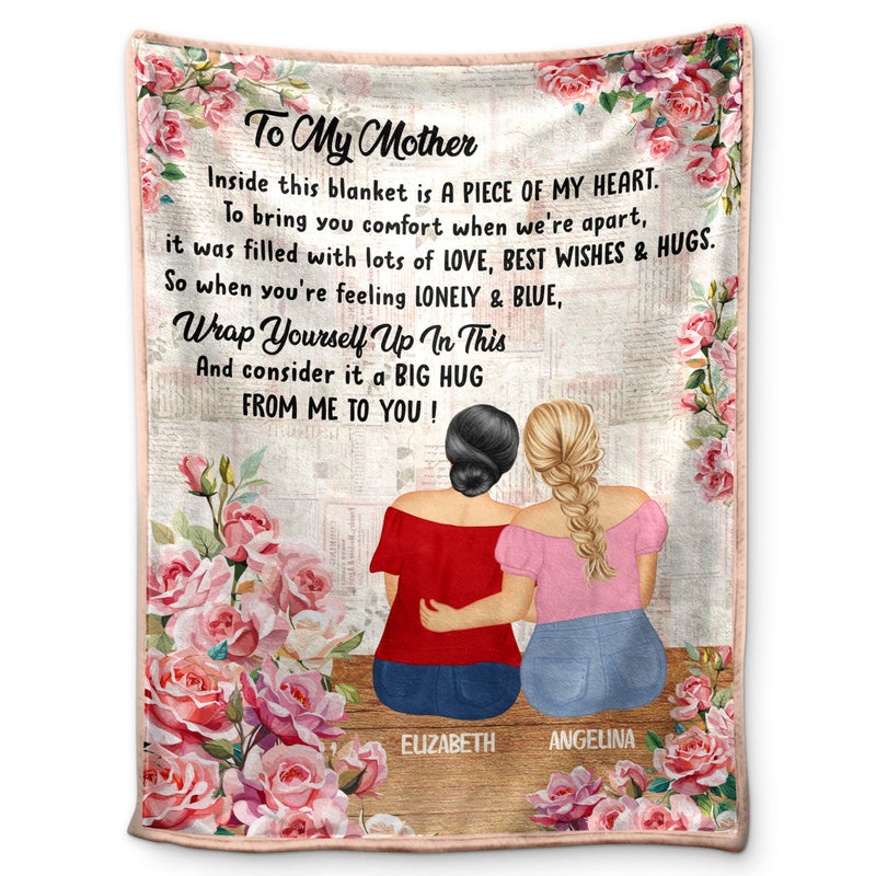 A Piece Of My Heart - Gift For Mother Daughter - Personalized Fleece Blanket, Sherpa Blanket