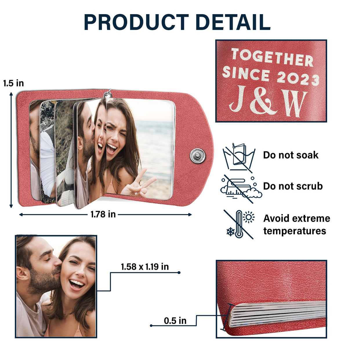 Custom Photo Couple Together Since - Gift For Couples - Personalized Mini Photo Album Keychain