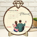 Couple Calendar Married Engaged - Gift For Couples - Personalized 2-Layered Wooden Plaque With Stand