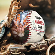 Custom Photo Happy Father's Day - Personalized Baseball, Softball