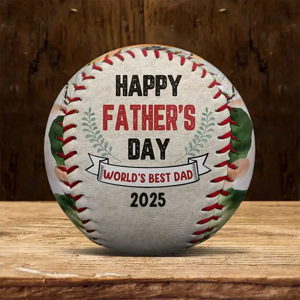 Custom Photo Happy Father's Day - Personalized Baseball, Softball