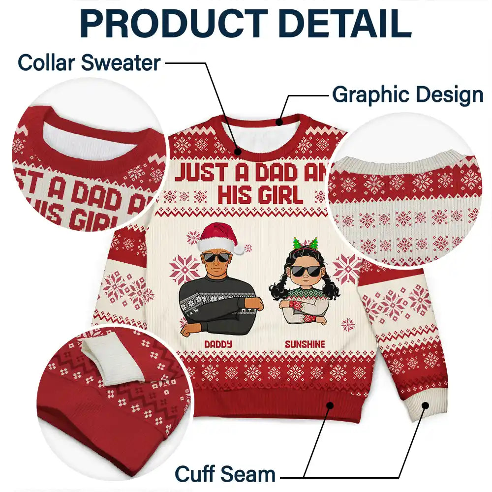 Christmas Just A Dad And His Girl - Personalized Unisex Ugly Sweater