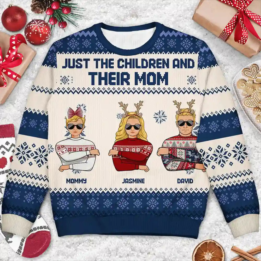 Christmas Just A Mom And Her Boy - Personalized Unisex Ugly Sweater