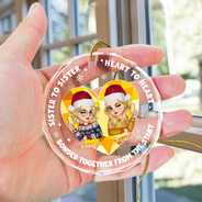 Heart To Heart - Personalized Circle Glass Ornament