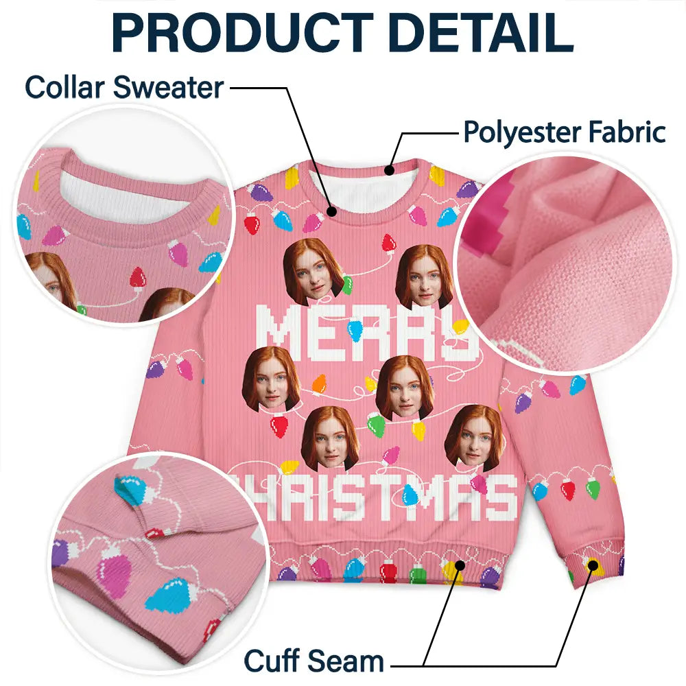 Christmas Custom Photo Family Christmas Tree - Personalized Unisex Ugly Sweater