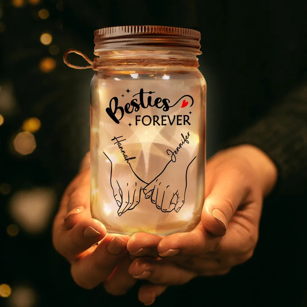 Gift For Bestie - Bestie Our Memories Are Countless Our Friendship Is Endless - Personalized Mason Jar Light