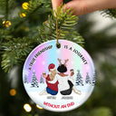 Gift For Bestie - A True Friendship Is A Journey Without An End - Personalized Circle Ceramic Ornament