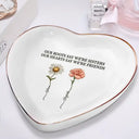 Gift For Sisters,Love - Birth Flower Sisters From The Same Garden - Personalized Heart Ring Dish