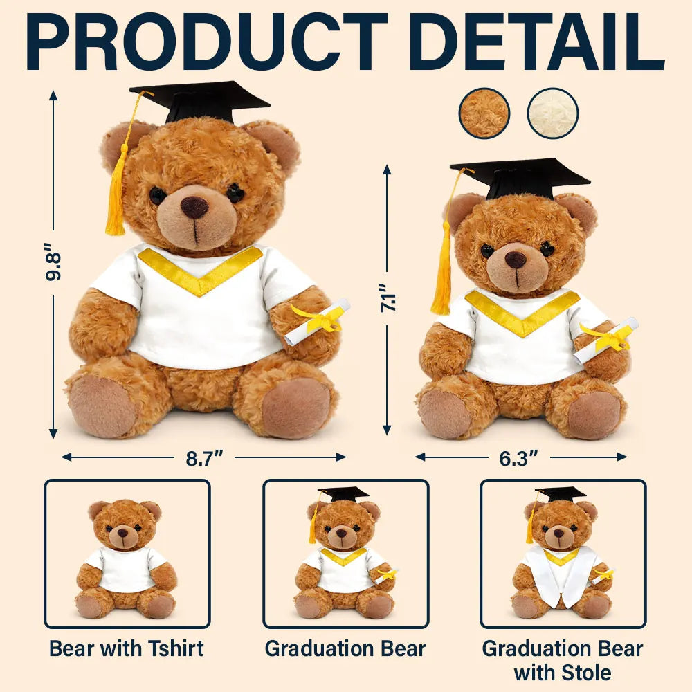 Memorial,Sad,Parents,Gift For Grandparents,Gift For Daughter,Gift For Son,Graduation - Custom Photo Graduation Walking Beside You Memorial - Personalized Teddy Bear
