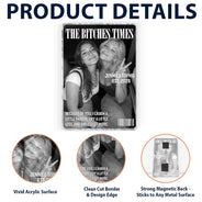 Afro Besties, Christmas, Custom Photo, Gift For Bestie, Happy, Upload Full Photo - Just Because, Birthday Gift For Besties - Personalized Custom Photo Newspaper Acrylic Magnet
