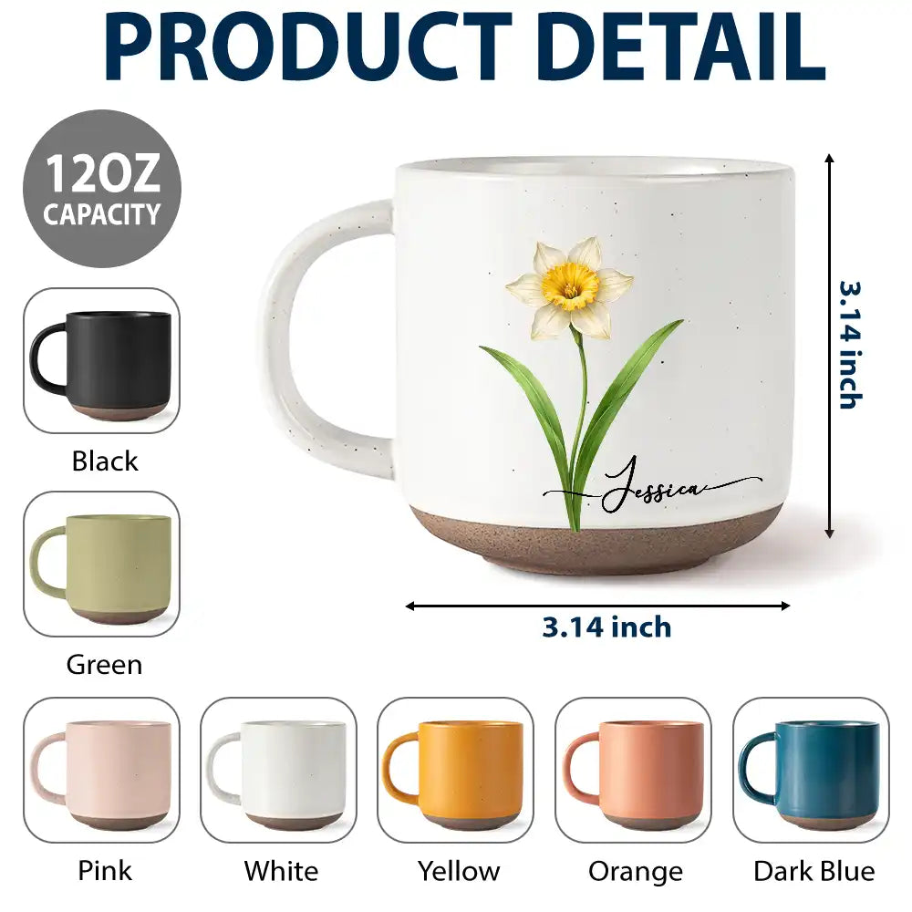 Christmas,Gift For Women,Gift For Yourself,Gifts For Her,Happy,Top Market,Vector - Gift For Her, Besties, Colleagues - Personalized Birth Month Flower Pottery Mug